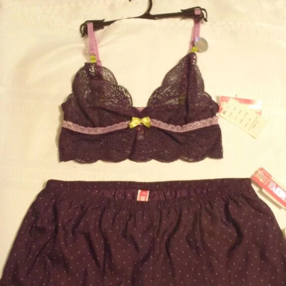 COSMOPOLITAN Medium Pajama Short Small Lace Bra Top NWT Sleepwear - Picture 9 of 11